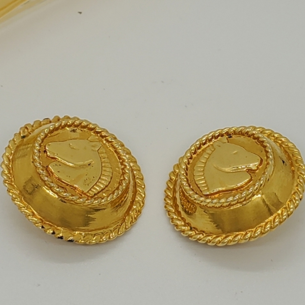 Vintage Escada Rare Signed Horse Earrings